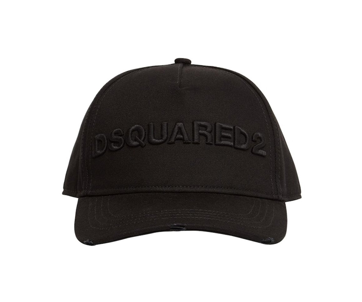 LOGO EMBROIDERED COTTON CAP BLACK MENS - AffluentAttire