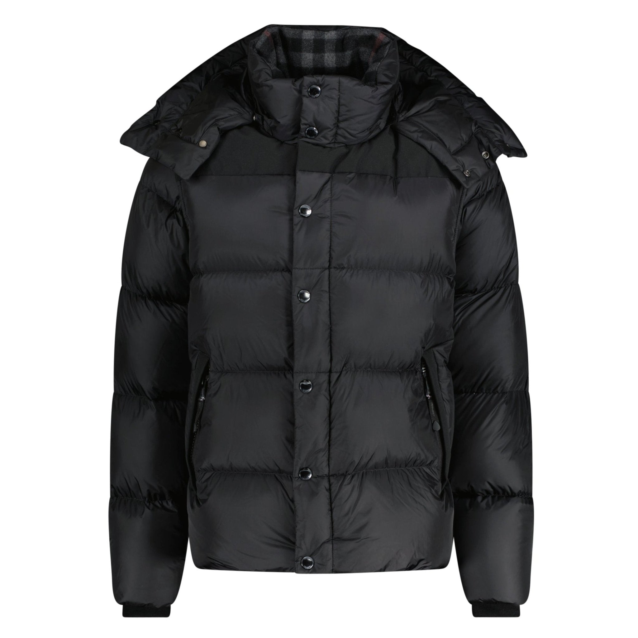 Burberry 'Leeds' Hooded Check Down Jacket Black - Boinclo ltd