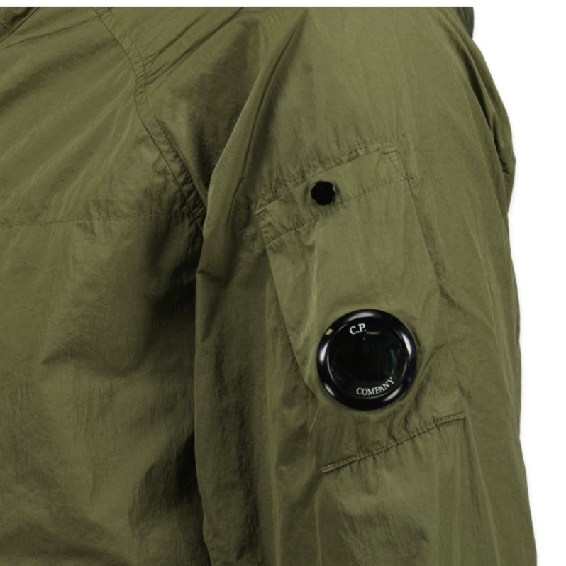 C.P. Company Hooded Overshirt Half Zip Burnt Olive - Boinclo ltd
