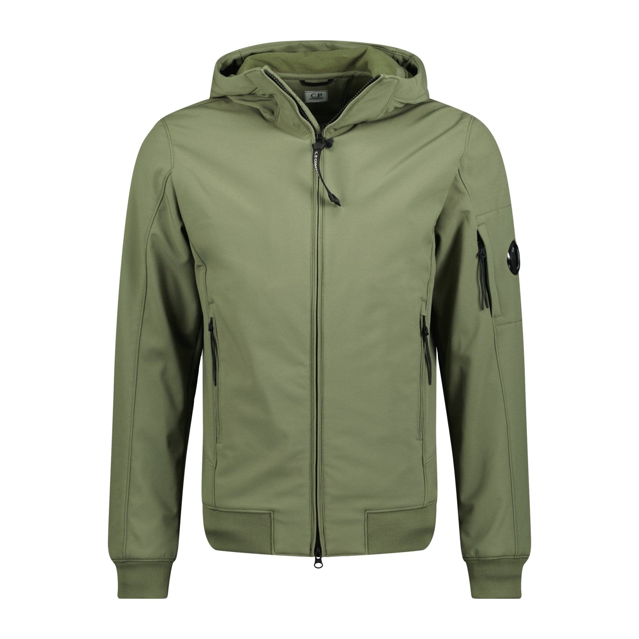 CP Company Softshell Hooded Arm Lens Jacket Olive - Boinclo ltd