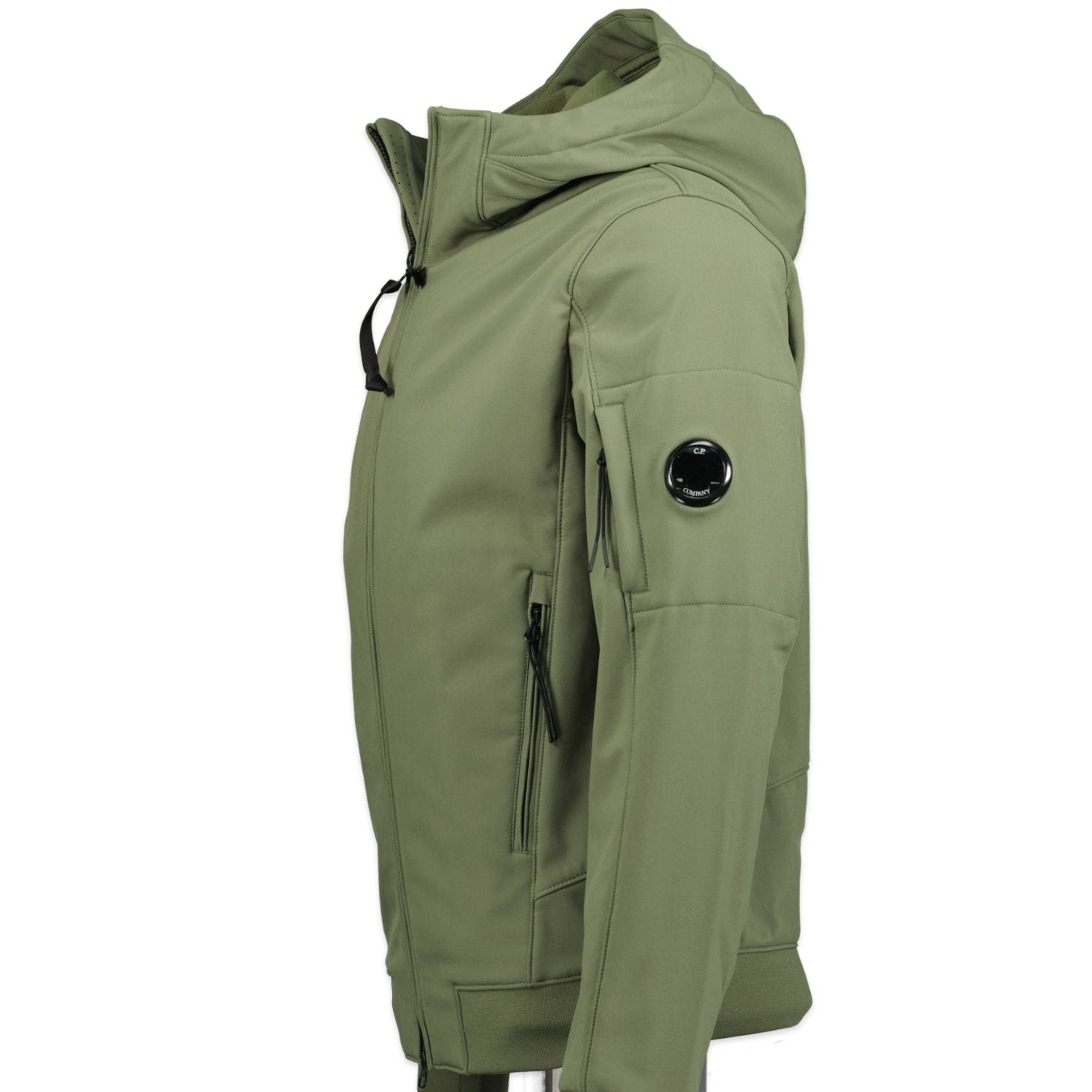 CP Company Softshell Hooded Arm Lens Jacket Olive - Boinclo ltd