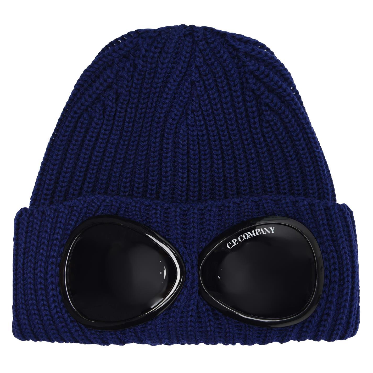 CP Company Wool Goggle Beanie Blue Print - Boinclo ltd