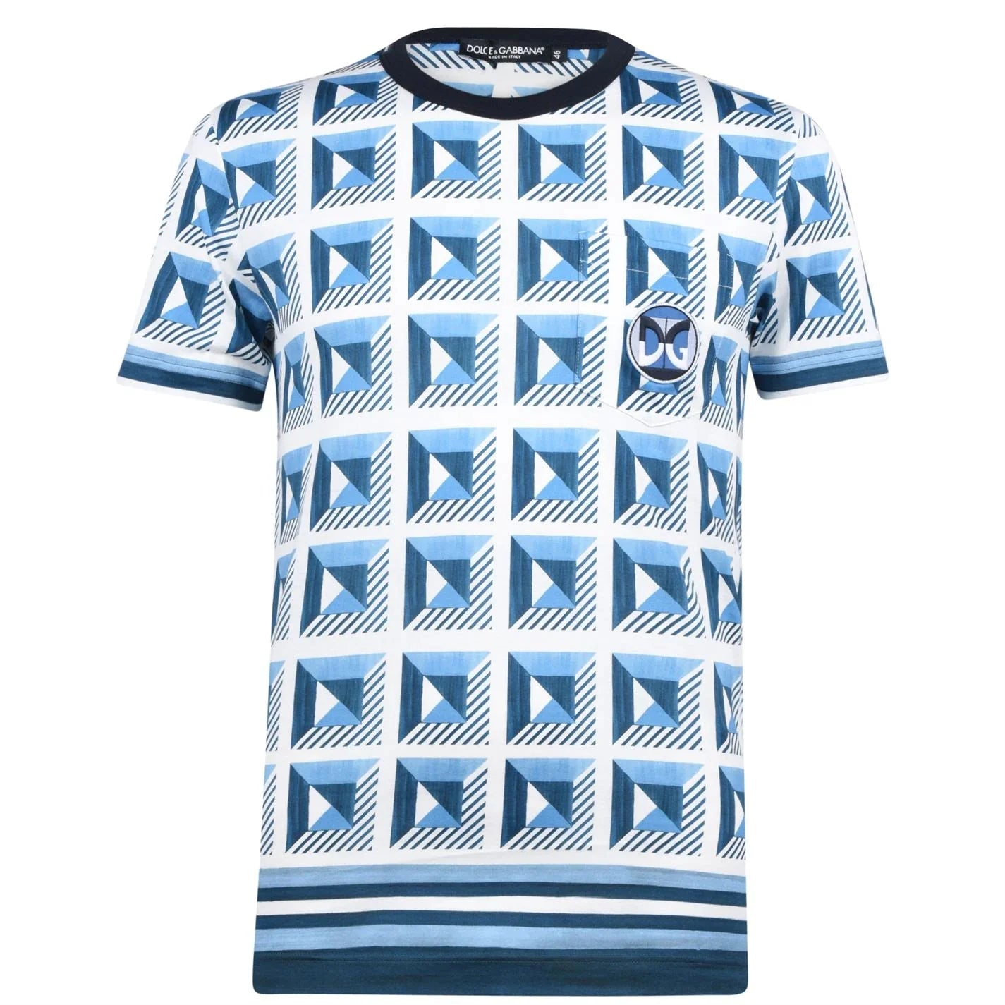Dolce & Gabbana Geometric Print T-Shirt Blue - Boinclo ltd