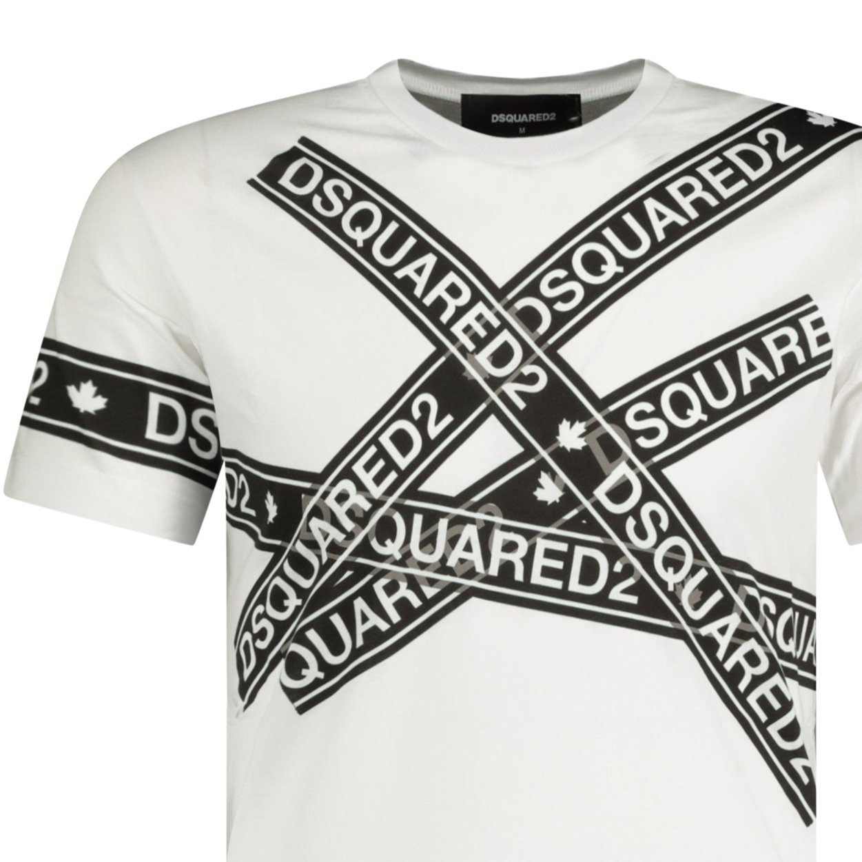 DSquared2 Black Tape Logo T-Shirt White - Boinclo ltd
