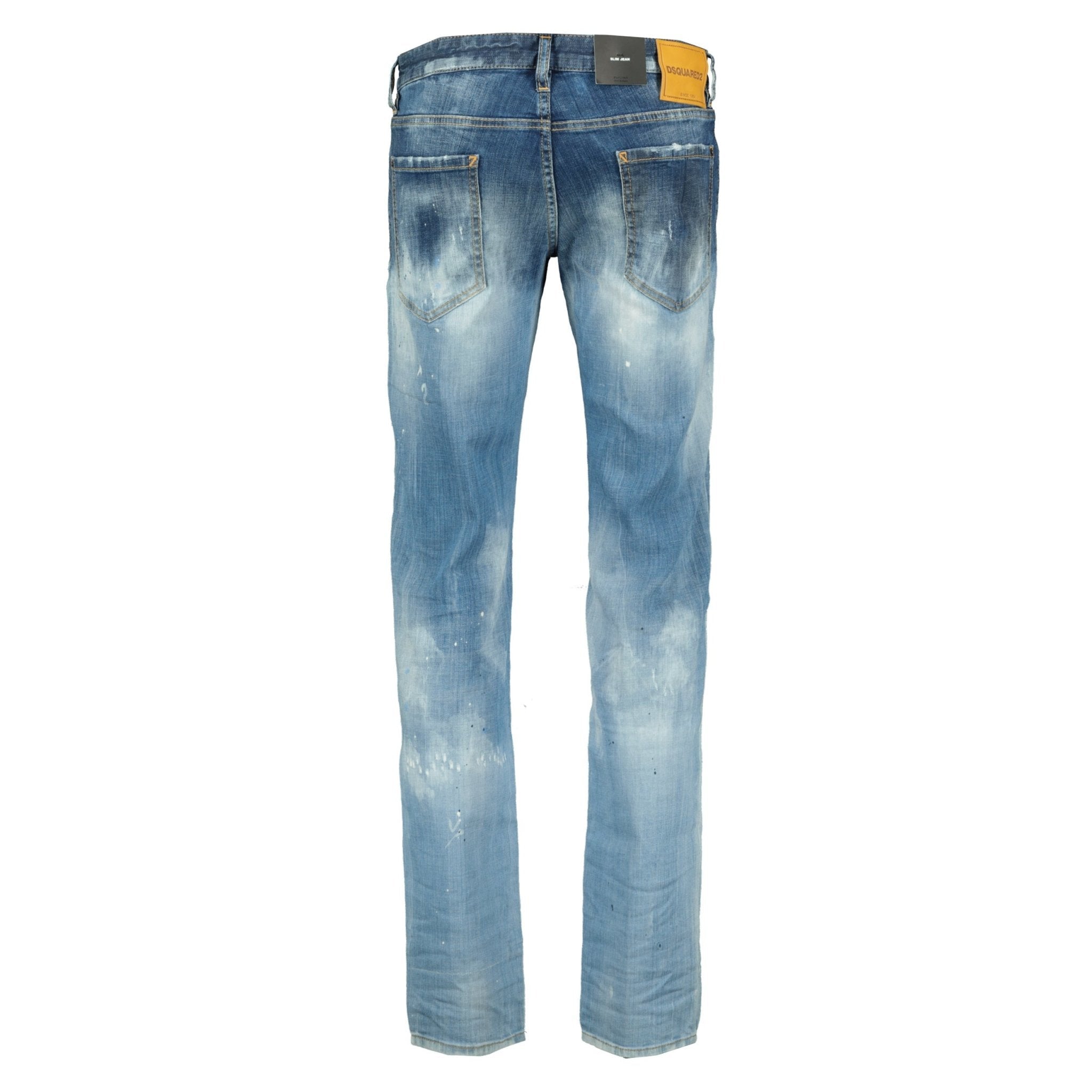DSquared2 'Slim' Distressed Blue Stitch Paint Splatter Jeans - Boinclo ltd