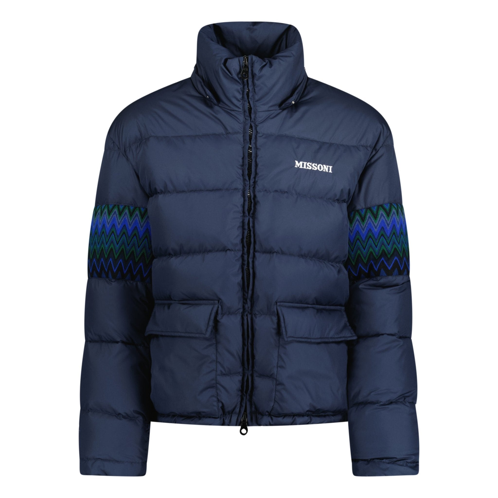Missoni Hooded Down Jacket Zig Zag Navy - Boinclo ltd