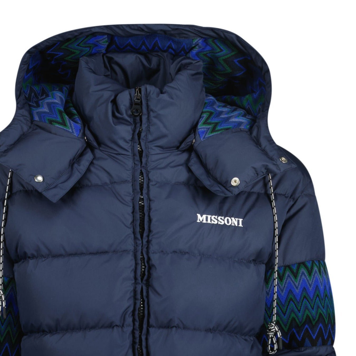 Missoni Hooded Down Jacket Zig Zag Navy - Boinclo ltd