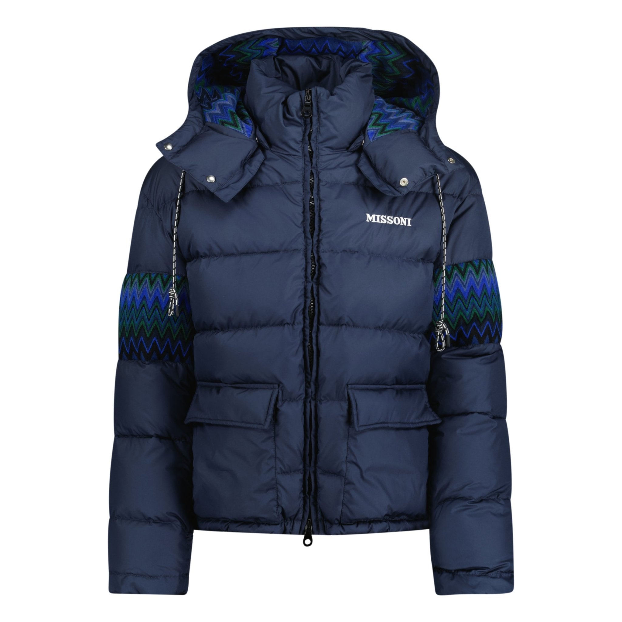 Missoni Hooded Down Jacket Zig Zag Navy - Boinclo ltd