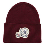 Moncler Double Logo Beanie Hat Maroon - Boinclo ltd