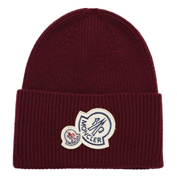 Moncler Double Logo Beanie Hat Maroon - Boinclo ltd