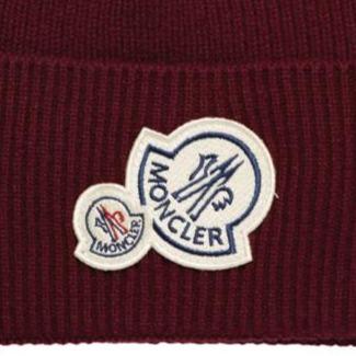 Moncler Double Logo Beanie Hat Maroon - Boinclo ltd