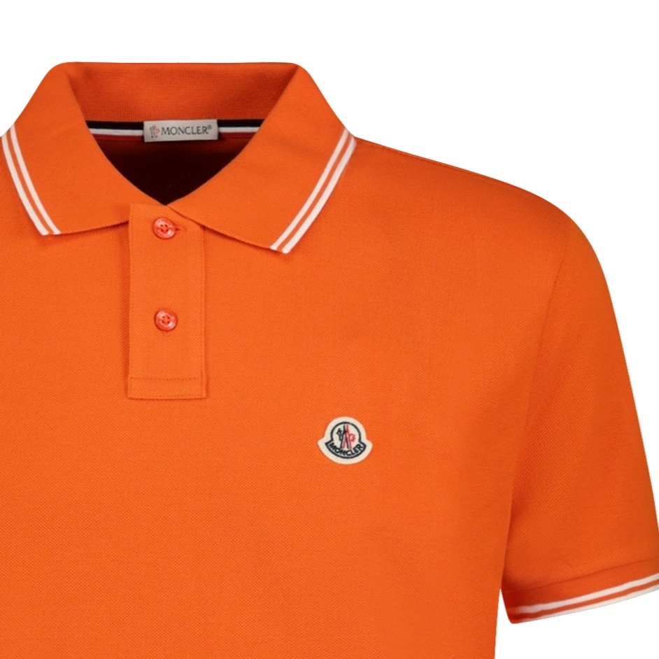 Moncler Twin Tip Collar Cotton Polo Orange - Boinclo ltd