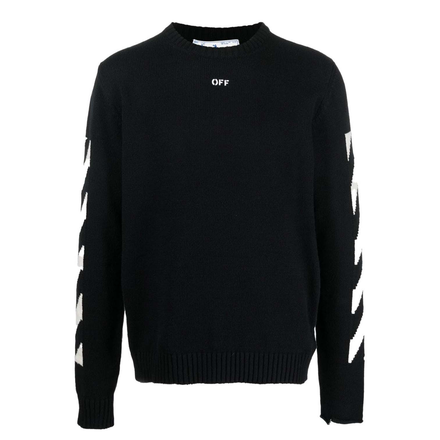 Off-White Diag-Print Knitted Crewneck Black - Boinclo ltd