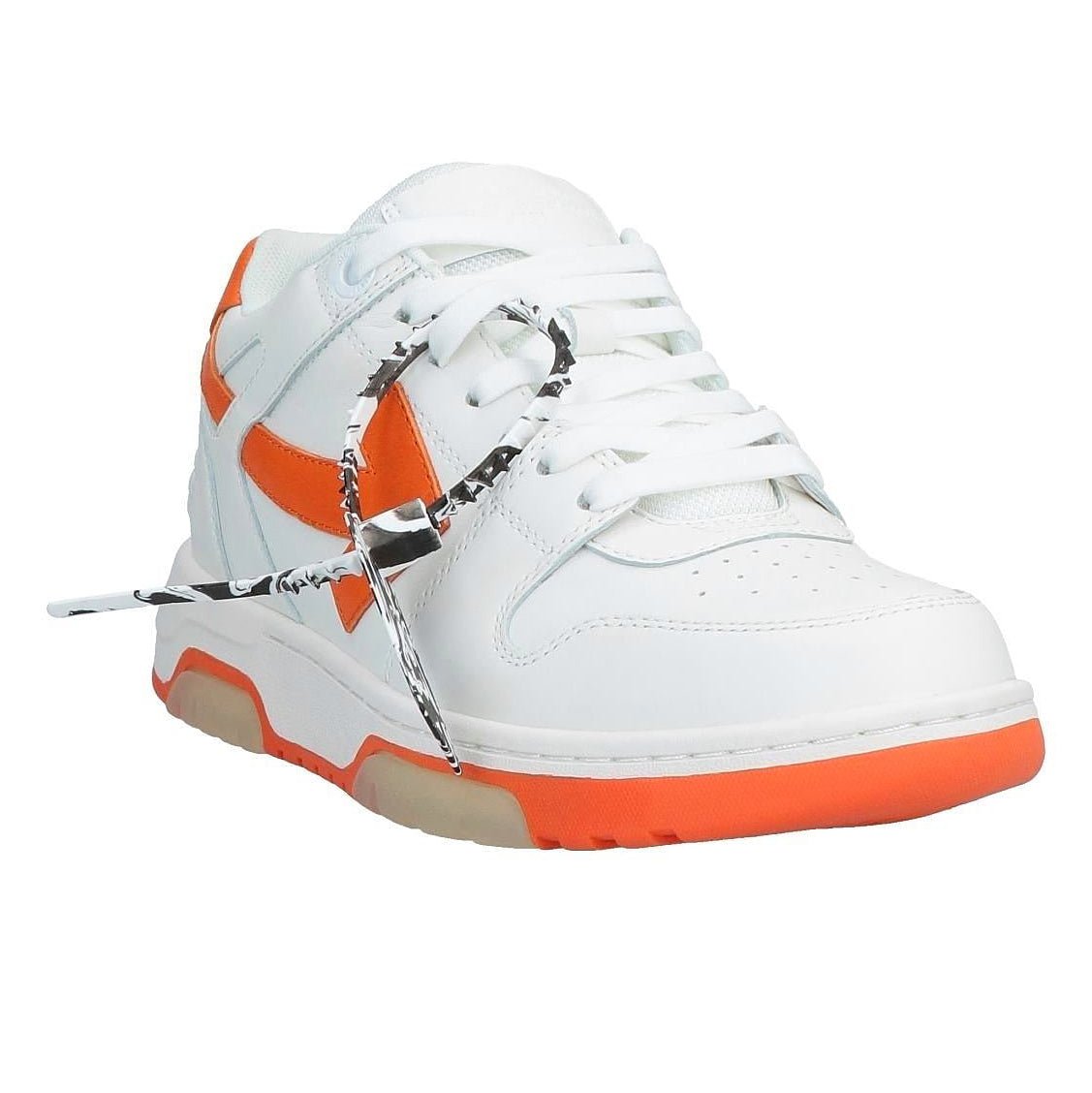 OFF-WHITE Out Of Office Low-Top leather Trainers Orange & White - Boinclo ltd