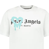 Palm Angels Light Blue Sprayed Heart T-Shirt White - Boinclo ltd