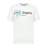 Palm Angels Light Blue Sprayed Heart T-Shirt White - Boinclo ltd