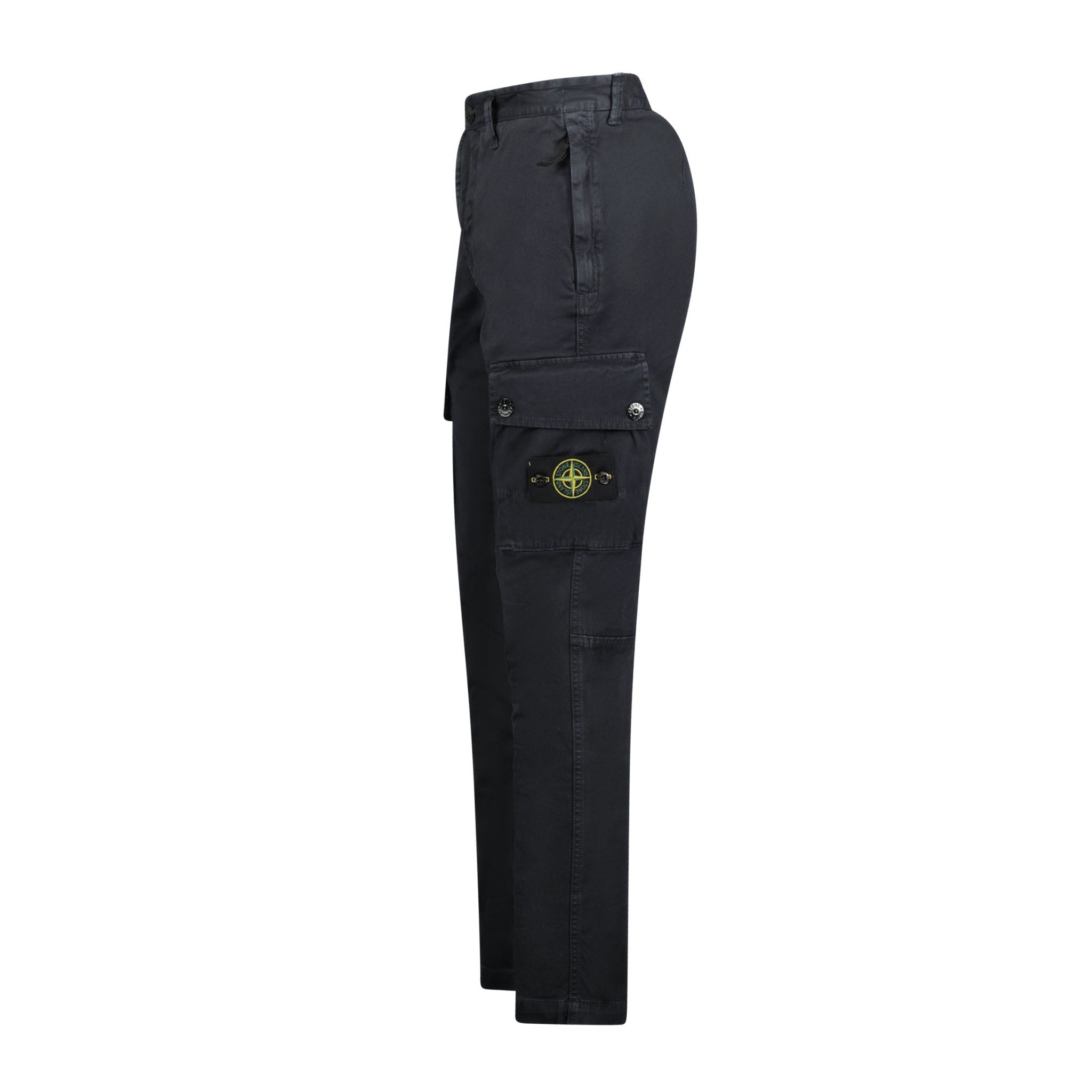 Stone Island Badge Cotton Cargo Trousers Black - Boinclo ltd
