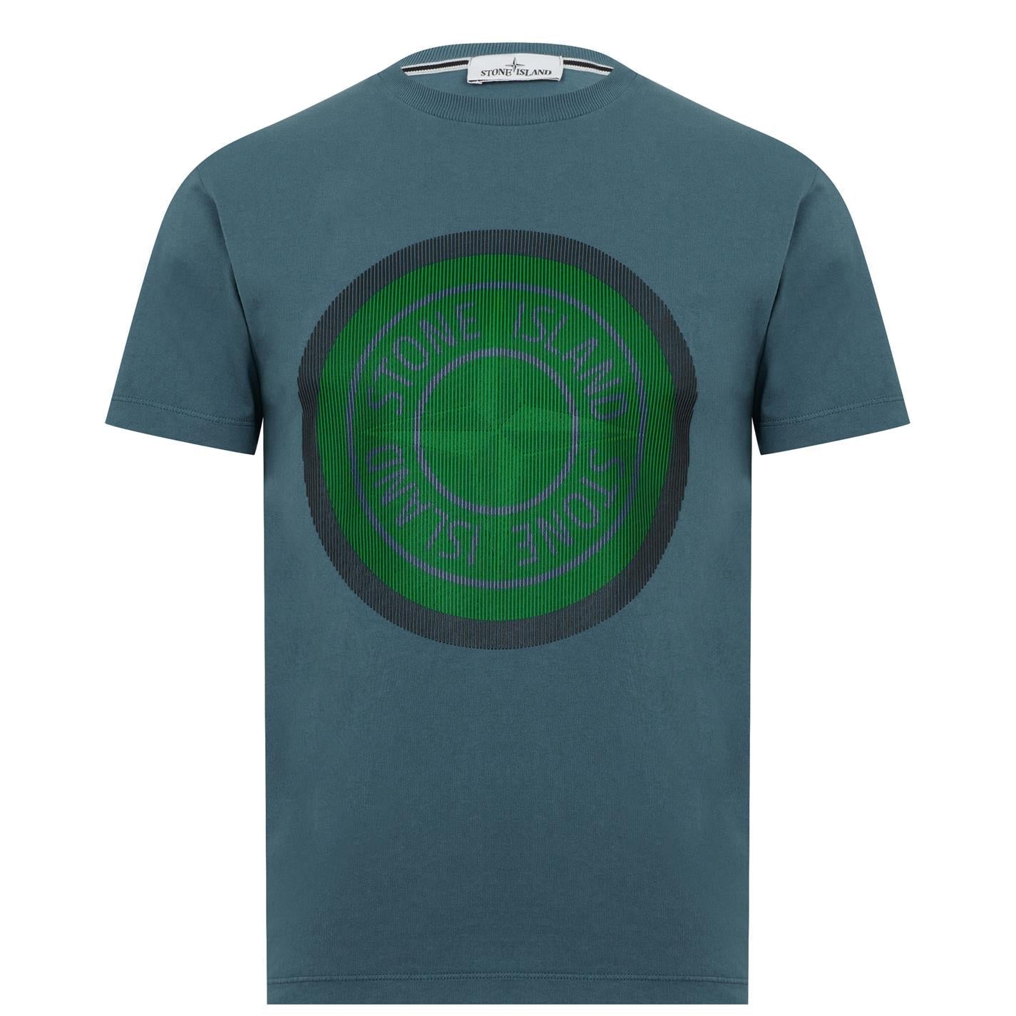 Stone Island Compass Printed Logo T-Shirt Blue & Green - Boinclo ltd