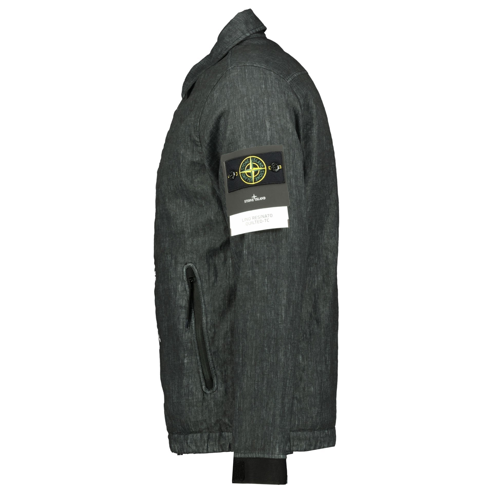 Stone Island 'Lino Resinato Quilted-TC' Black Jacket - Boinclo ltd