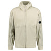 CP COMPANY DIAGONAL RAISED MIXED QUILTED LENSE HOODIE BEIGE
