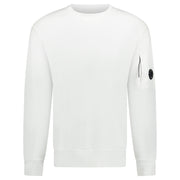 CP COMPANY DIAGONAL RAISED ARM LENS CREW NECK SWEATSHIRT WHITE