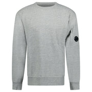 CP COMPANY DIAGONAL RAISED ARM LENS CREW NECK SWEATSHIRT GREY