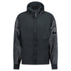 CP COMPANY DIAGONAL RAISED MIXED QUILTED LENSE HOODIE BLACK