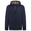 BURBERRY HOVE CHECK HOOD EMBROIDERY LOGO HOODIE NAVY