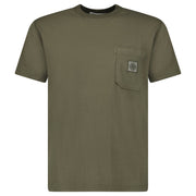 STONE ISLAND COMPASS POCKET LOGO CREWNECK T-SHIRT DARK GREEN