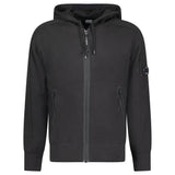 CP COMPANY DIAGONAL RAISED LENS ZIP HOODIE BLACK