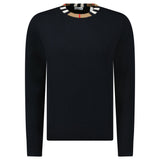 BURBERRY NOLAND KNITTED WOOL / CASHMERE JUMPER CHECK NECK BLACK