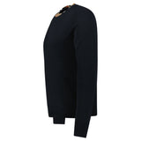 BURBERRY NOLAND KNITTED WOOL / CASHMERE JUMPER CHECK NECK BLACK