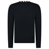 BURBERRY NOLAND KNITTED WOOL / CASHMERE JUMPER CHECK NECK BLACK