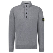 STONE ISLAND GREY HALF ZIP LAMBSWOOL JUMPER