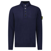 STONE ISLAND NAVY HALF ZIP LAMBSWOOL JUMPER