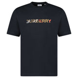 BURBERRY CHECK LOGO EMBROIDERED T-SHIRT BLACK
