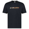 BURBERRY CHECK LOGO EMBROIDERED T-SHIRT BLACK