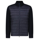 MONCLER PADDED WOOL ZIP-UP CARDIGAN NAVY BLUE