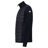 MONCLER PADDED WOOL ZIP-UP CARDIGAN NAVY BLUE