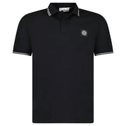 STONE ISLAND STRIPE COLLAR POLO T-SHIRT SLIM FIT BLACK