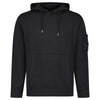 CP COMPANY DIAGONAL COTTON FLEECE LENS HOODIE BLACK