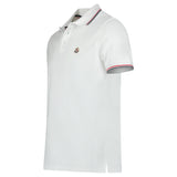 MONCLER TRICOLOUR-TRIMMED COTTON PIQUET POLO SHIRT WHITE