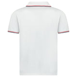 MONCLER TRICOLOUR-TRIMMED COTTON PIQUET POLO SHIRT WHITE