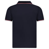 MONCLER TRICOLOUR-TRIMMED COTTON PIQUET POLO SHIRT NAVY