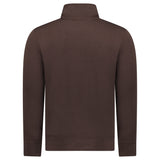 PECKHAM RYE JERSEY INTERLOCK ZIP FUNNEL SWEAT BROWN/JAVA