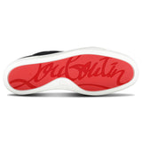 CHRISTIAN LOUBOUTIN RANTULOW COTTON T-WILL AND LEATHER TRAINERS BLACK