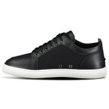 CHRISTIAN LOUBOUTIN RANTULOW COTTON T-WILL AND LEATHER TRAINERS BLACK