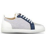 CHRISTIAN LOUBOUTIN RANTULOW SUEDE AND LEATHER-TRIMMED CANVAS TRAINERS