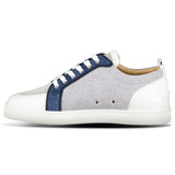 CHRISTIAN LOUBOUTIN RANTULOW SUEDE AND LEATHER-TRIMMED CANVAS TRAINERS