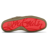 CHRISTIAN LOUBOUTIN LOUIS JUNIOR GROSGRAIN-TRIMMED SUEDE TRAINERS SILEX (BROWN)